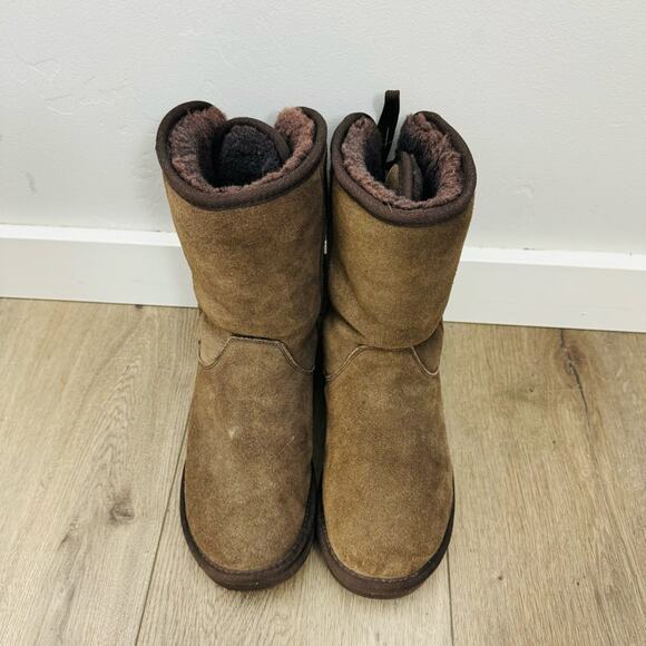 BooRoo brown suede boots with lace up backs woman’s 7 - Picture 3 of 9